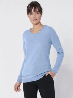 Kaschmirpullover - Blau-meliert