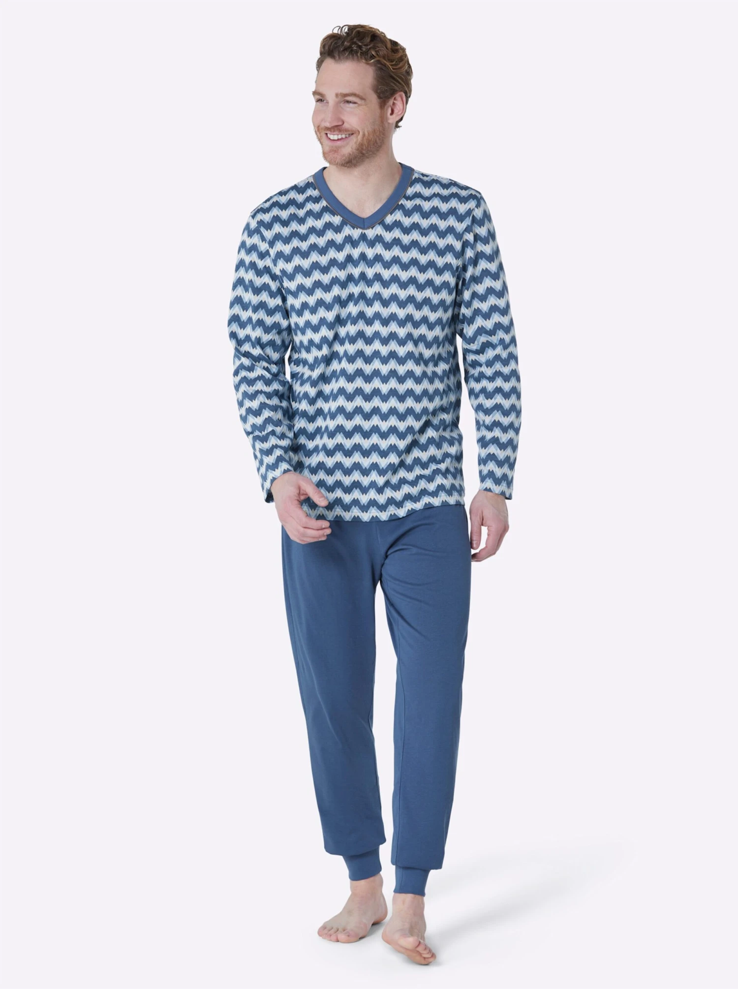 Schlafanzüge - Dunkeltaupe-bedruckt + Jeansblau-bedruckt – Bild 3