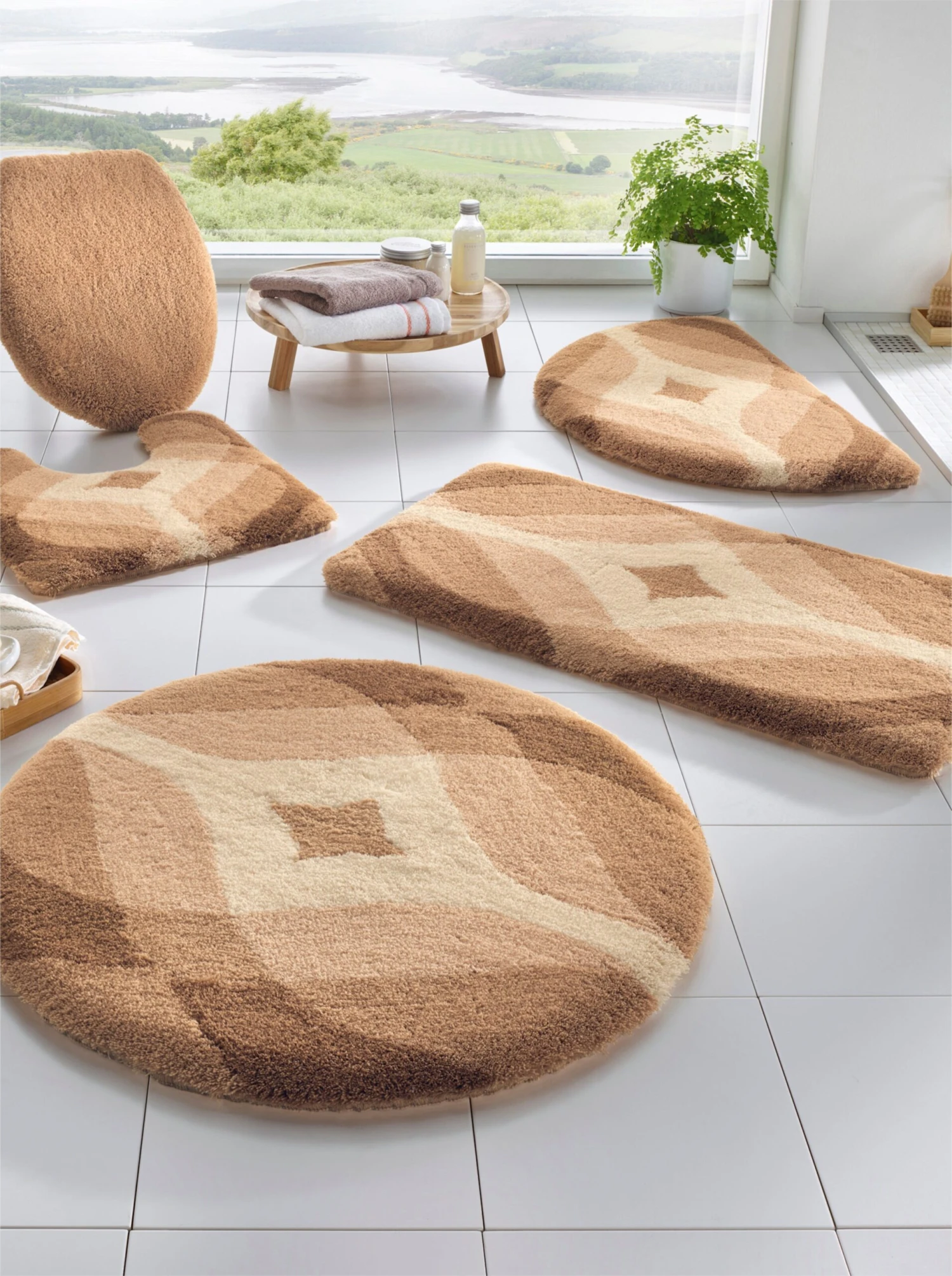 Kleine Wolke Badematte - Beige-gemustert