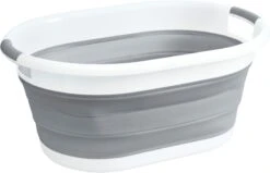 Wäschekorb - Weiß-grau