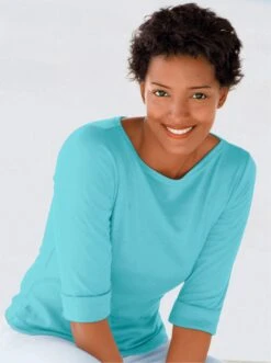 Rundhalsshirt - Türkis