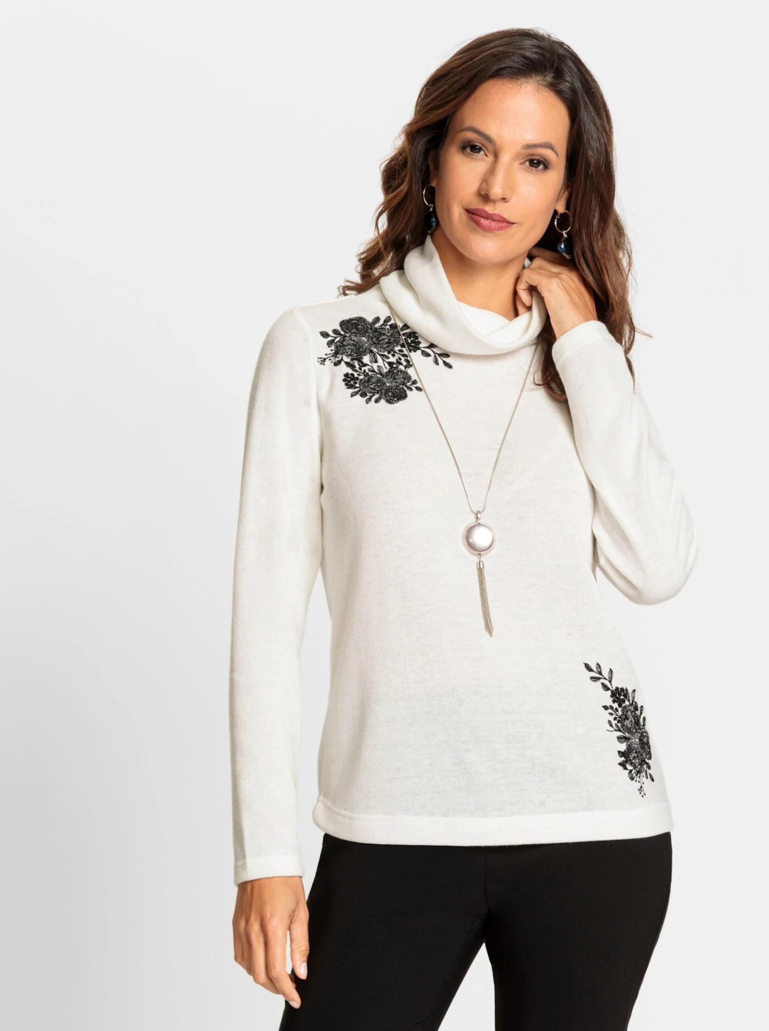 Pullover - Ecru-schwarz-bedruckt – Bild 2