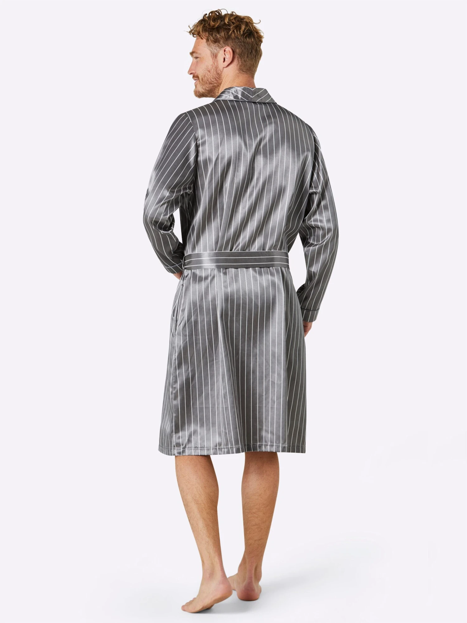 Morgenmantel - Grau-gestreift – Bild 3