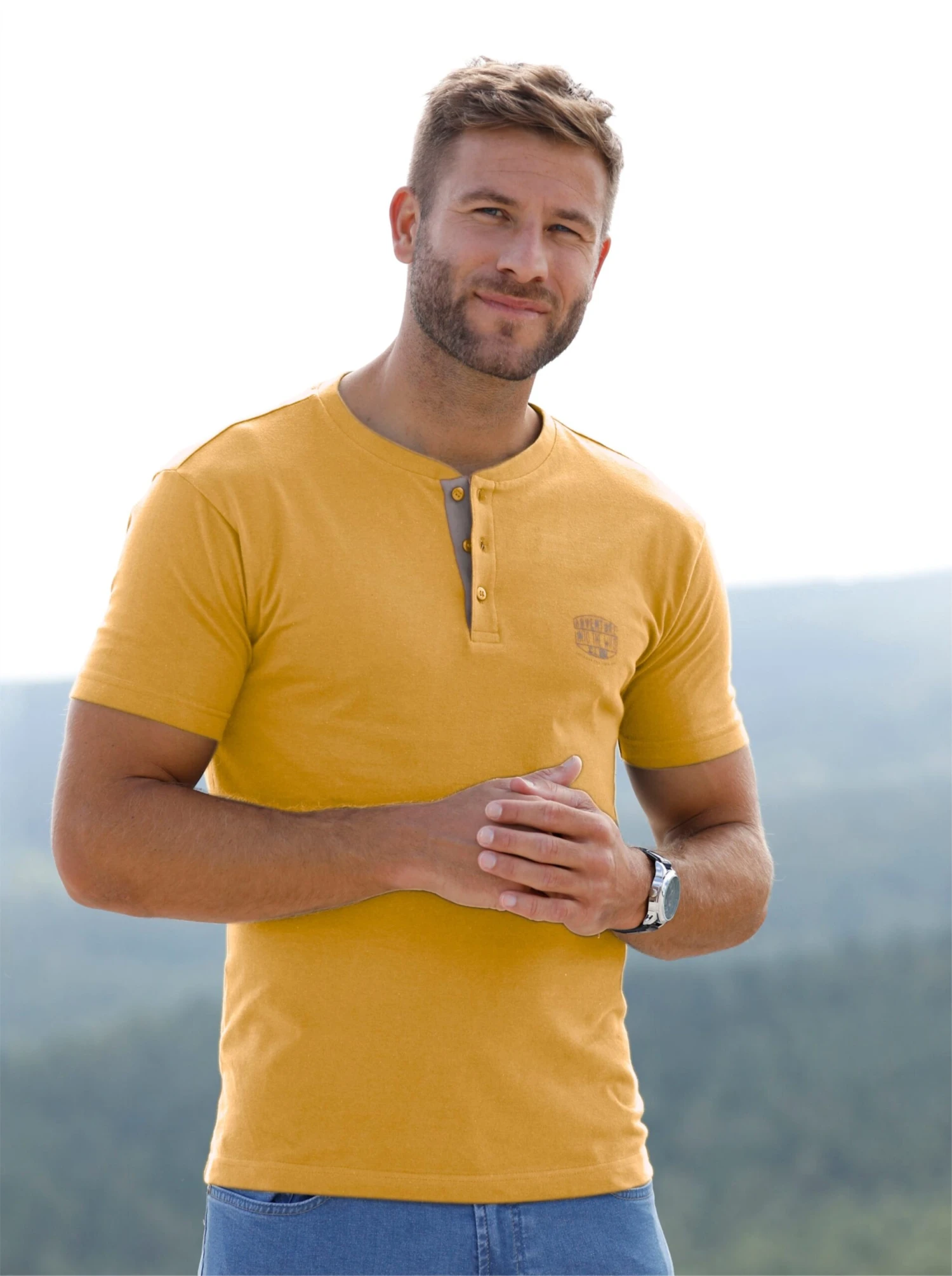 Kurzarm-Shirt - Ocker