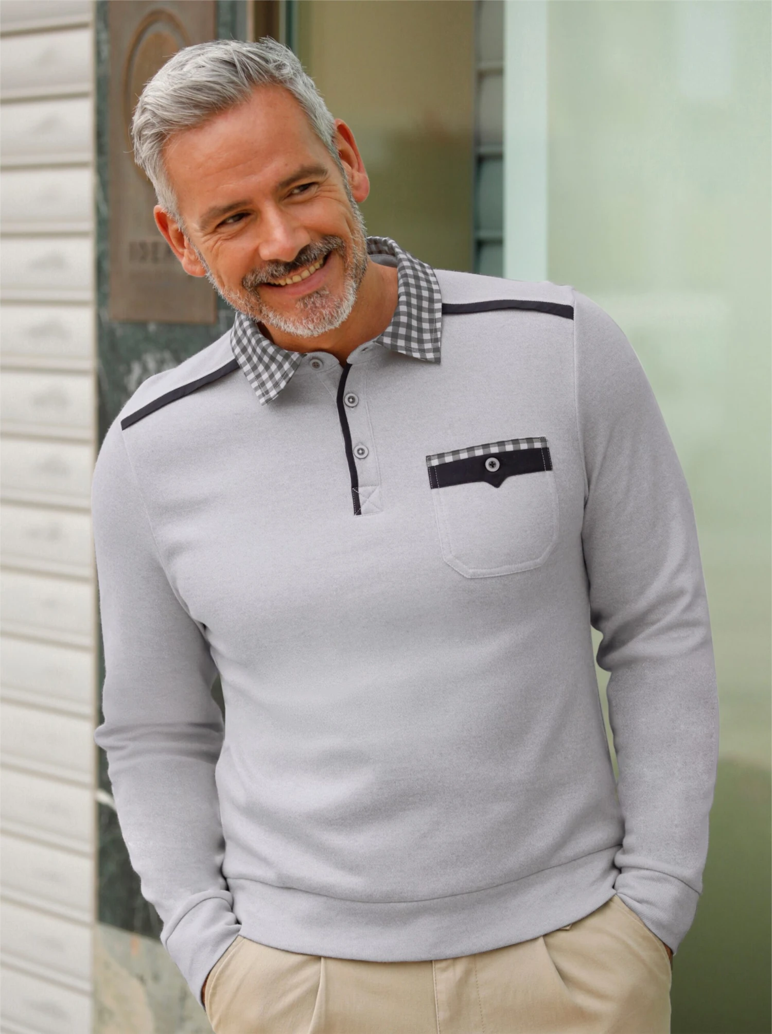 Sweatshirt - Steingrau-meliert