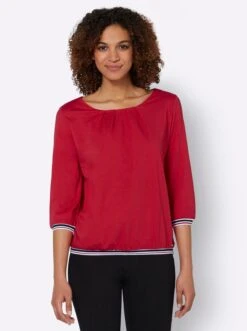 3/4-Arm-Shirt - Erdbeerrot