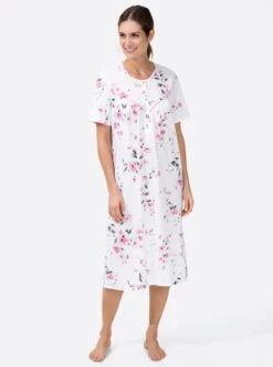 Nachthemd - Weiß-rosé