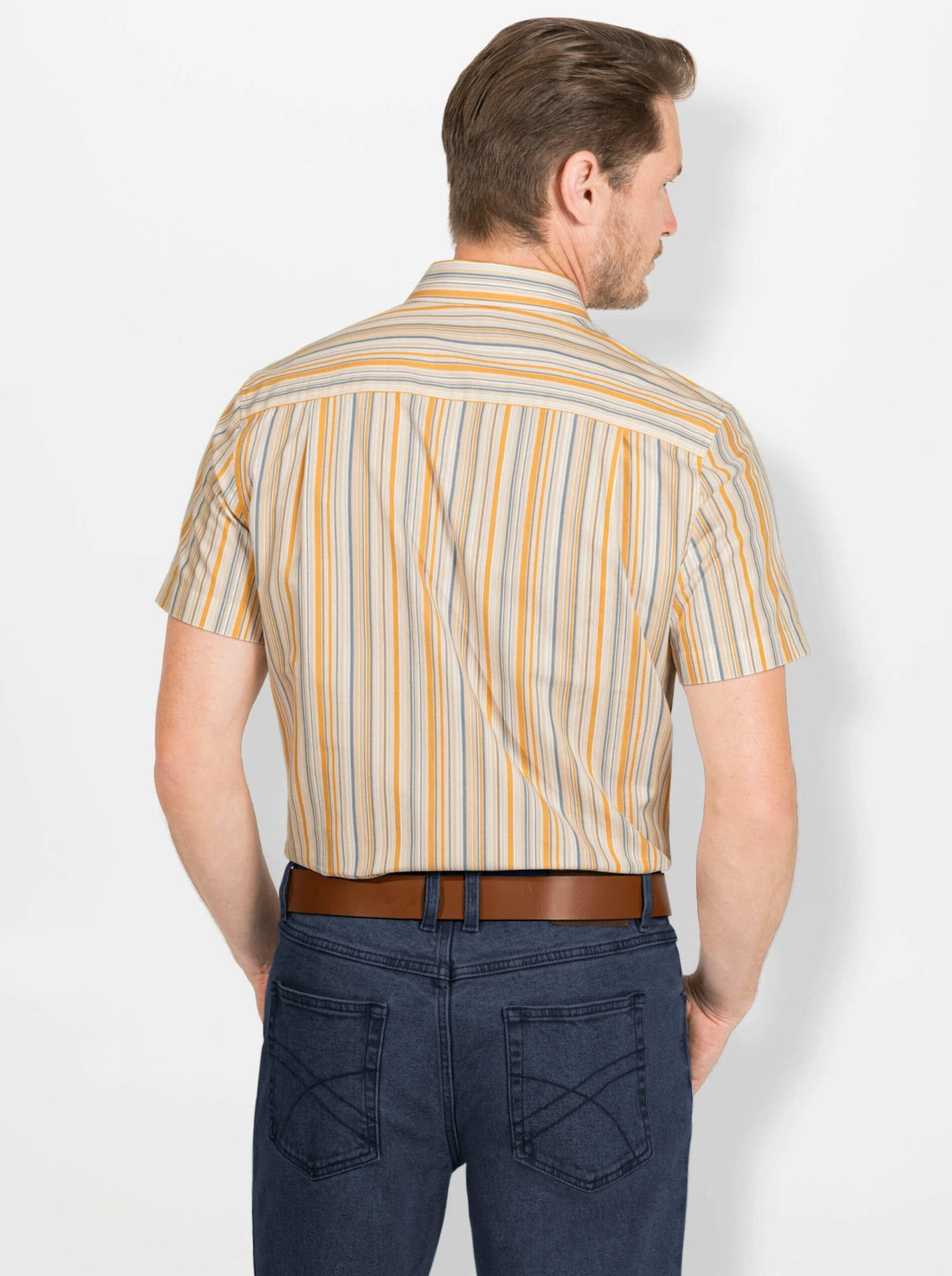 Kurzarm-Hemd - Beige-gestreift – Bild 3