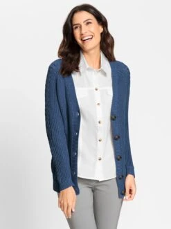 Strickjacke - Jeansblau