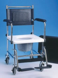 Fahrbarer Toilettenstuhl - Weiß-schwarz