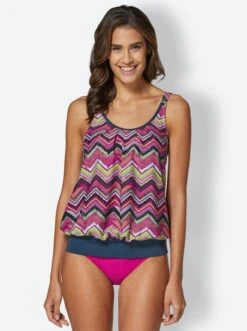 Tankini-Oberteil - Magenta-gemustert