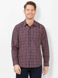 Langarm-Hemd - Marine-kirsche