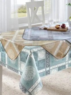 Tischdecke - Petrol-gemustert