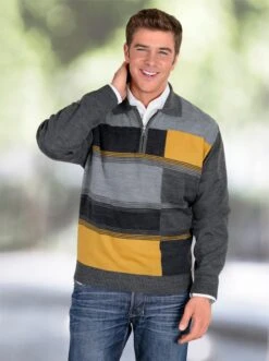 Pullover - Anthrazit-gelb