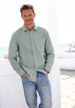 H.I.S Langarmhemd - Salbei