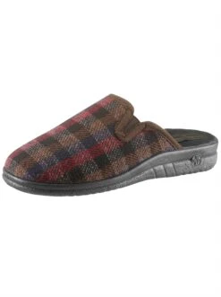 Pantoffel - Braun-kariert