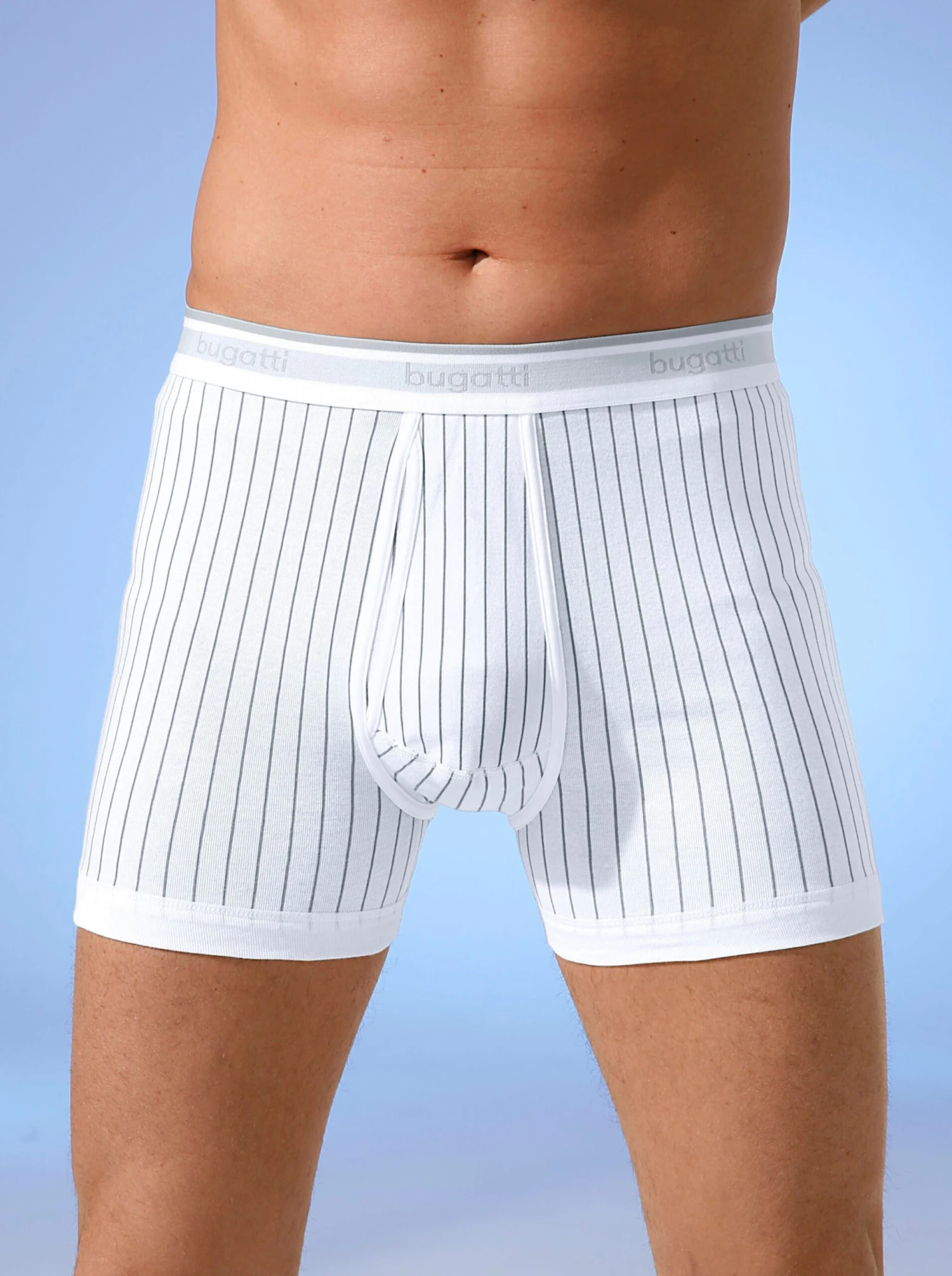 Bugatti Hose Kurz - Weiß-gestreift