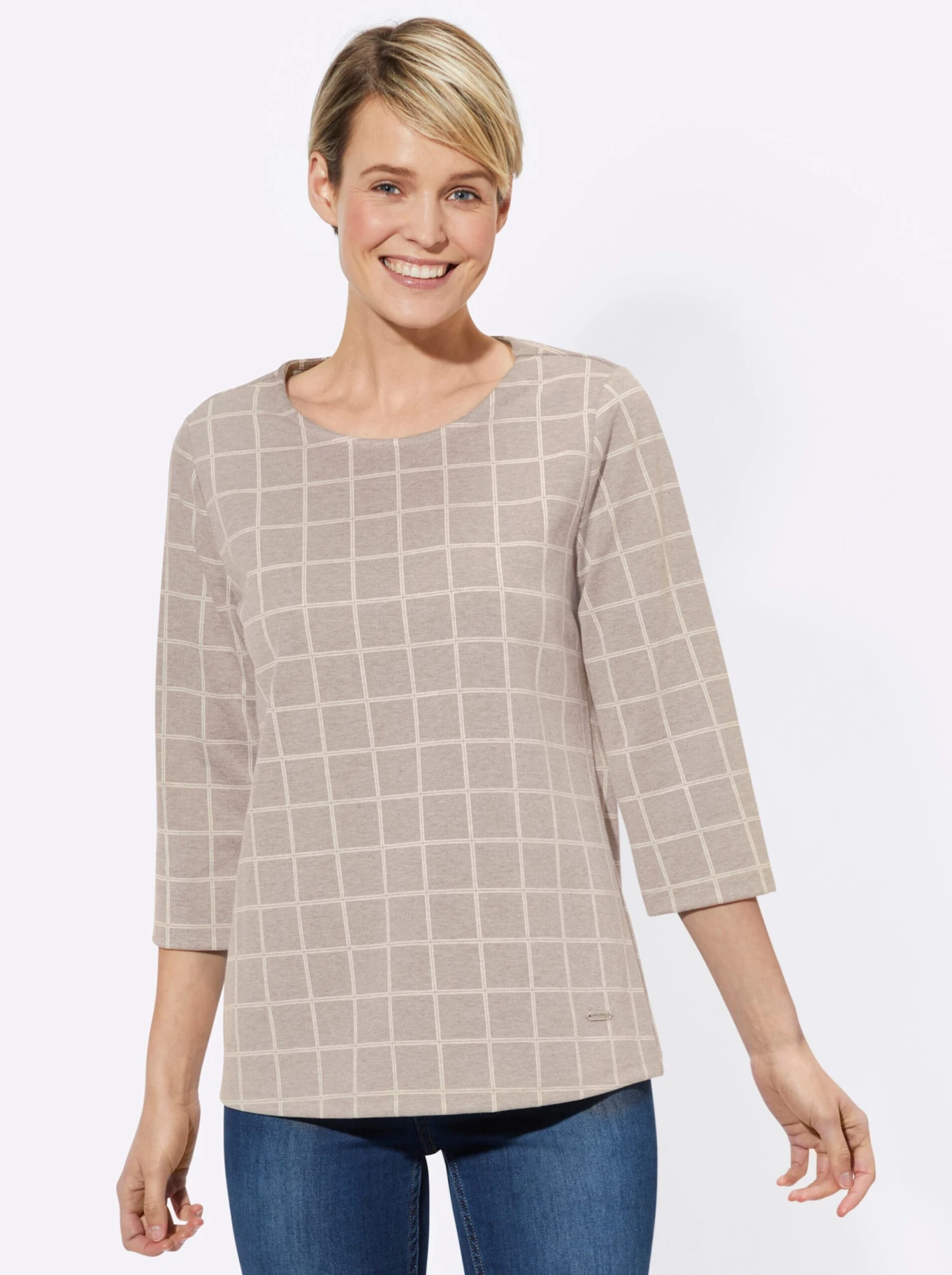 3/4-Arm-Shirt - Beige-kariert – Bild 2