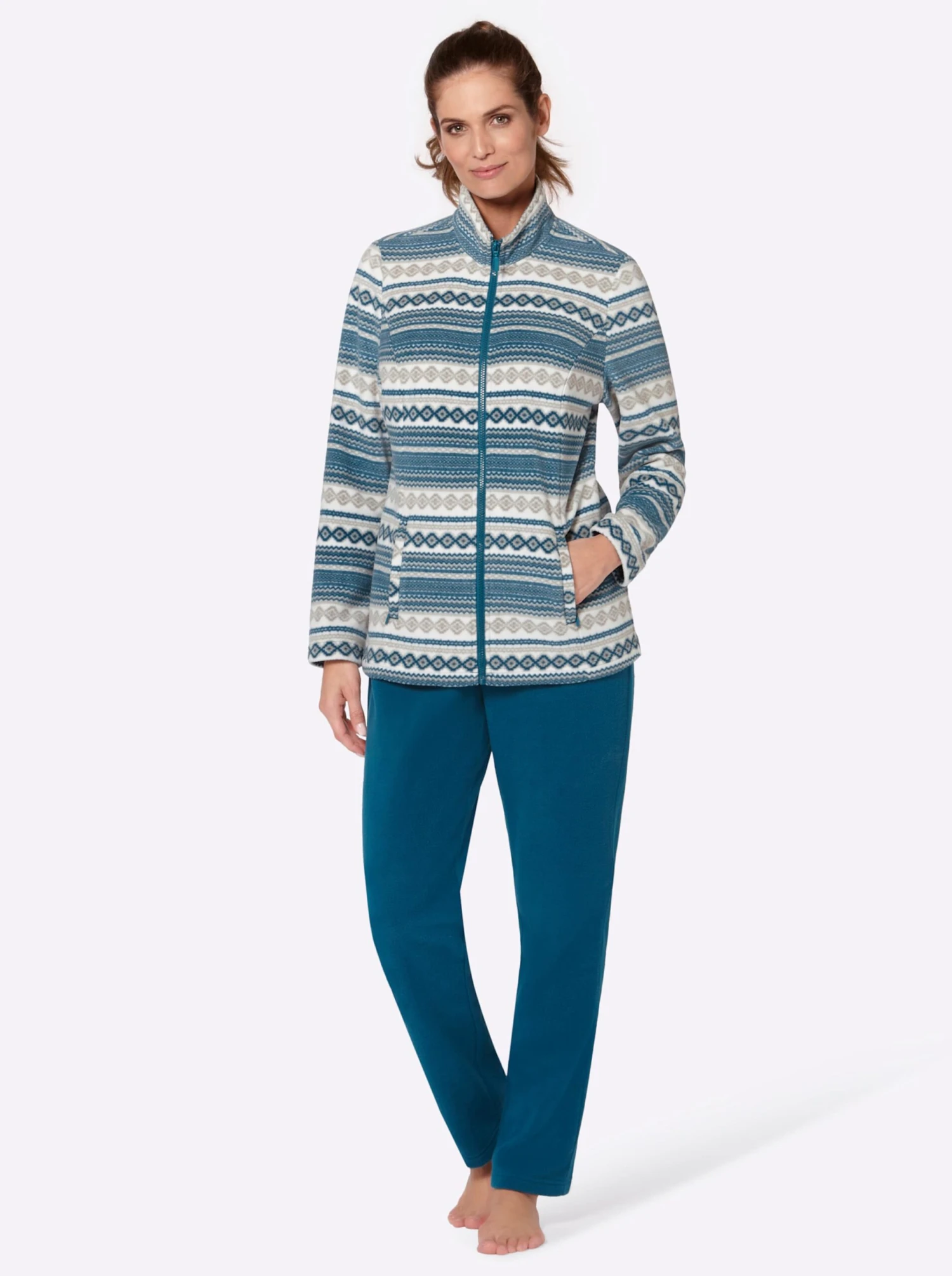 Hausanzug - Petrol-gemustert – Bild 2