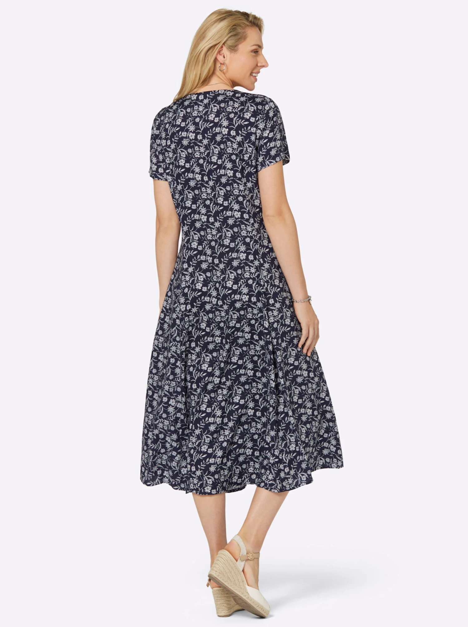 Druck-Kleid - Marine-ecru-bedruckt – Bild 3