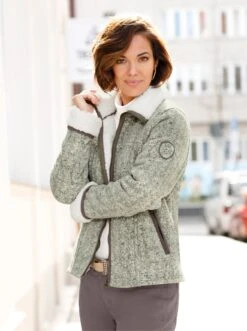 Fleecejacke - Khaki-meliert