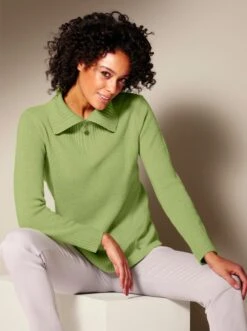 Merino-Kaschmir-Pullover - Kiwi-meliert