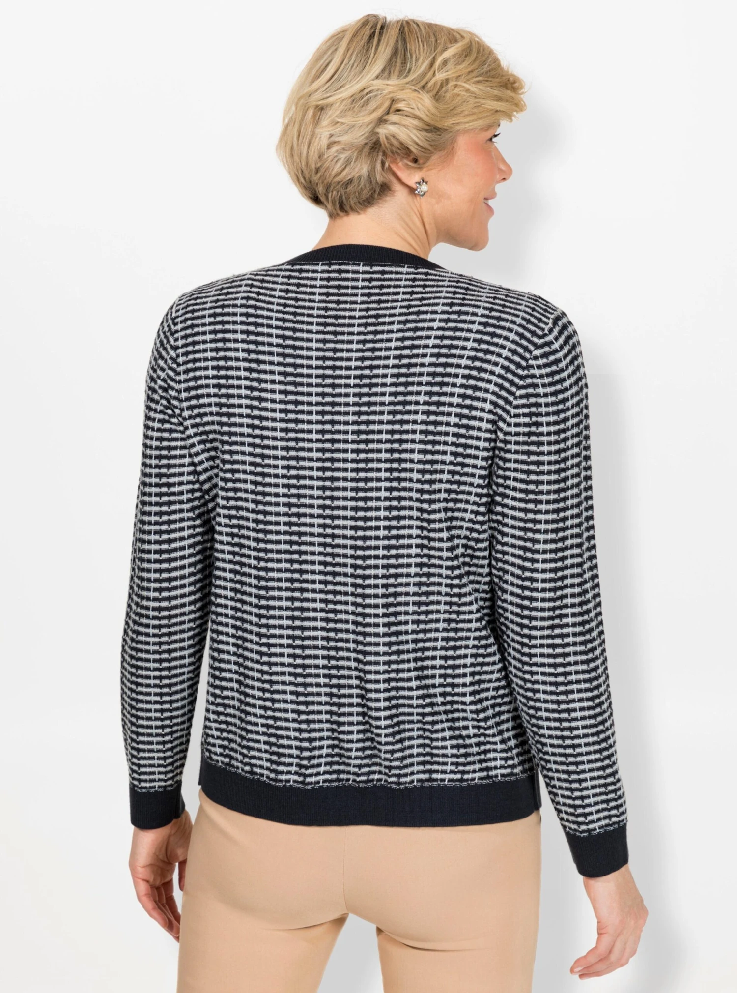 Cardigan - Hellblau-marine-gemustert – Bild 2