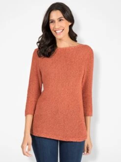 Strickpullover - Rostrot-meliert