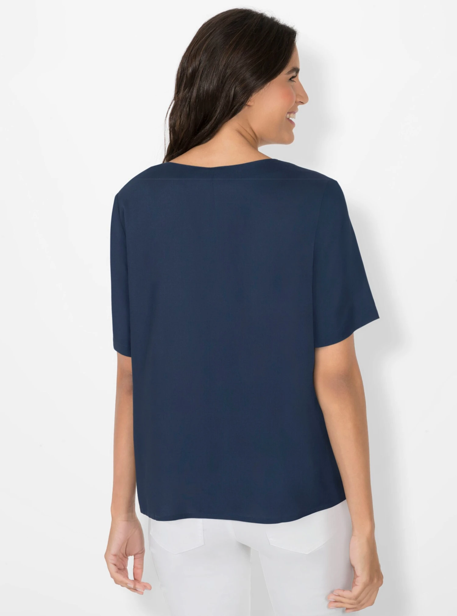 Kurzarmbluse - Dunkelblau – Bild 3