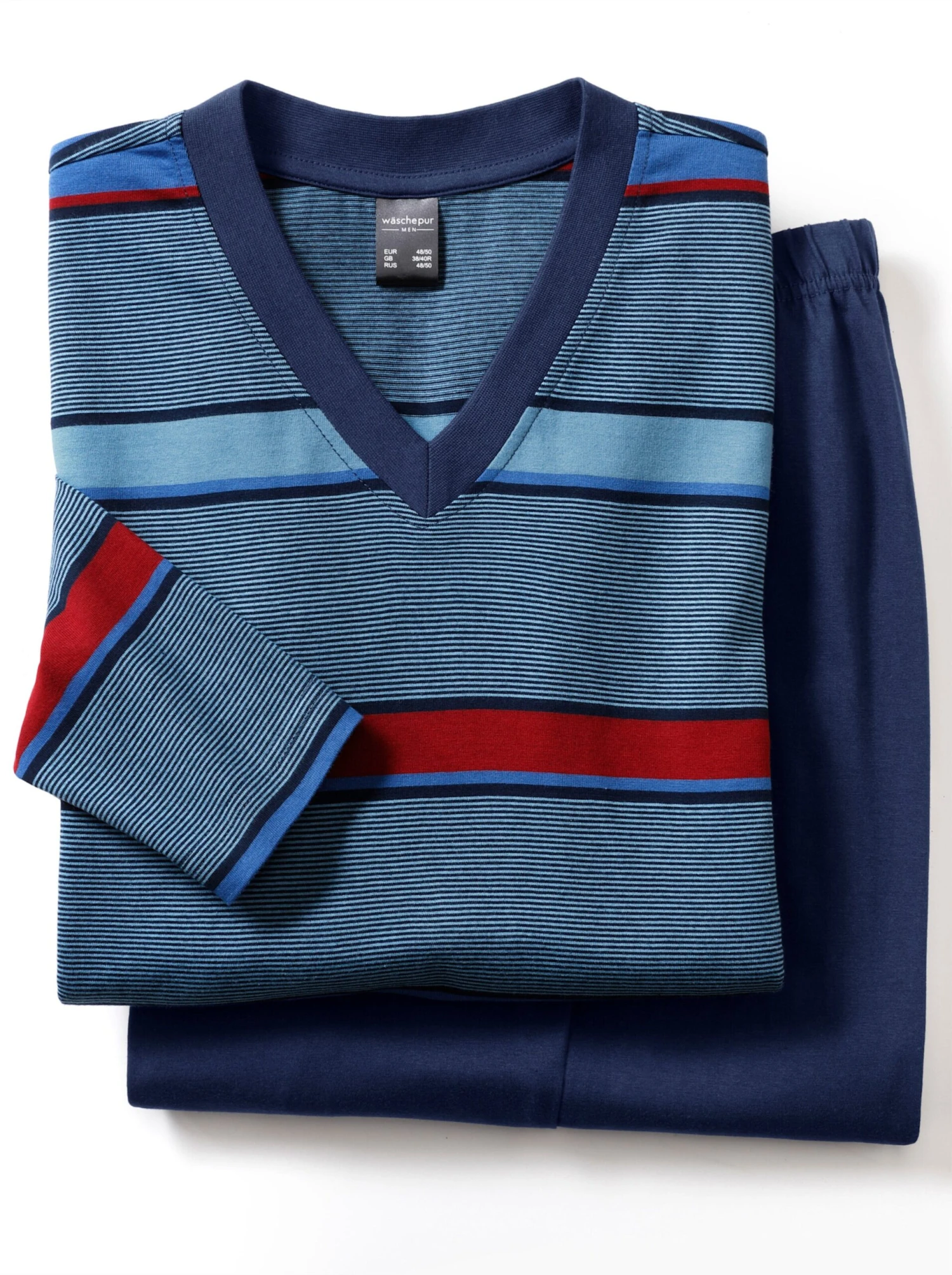 Schlafanzug - Marine-rot-gestreift – Bild 4