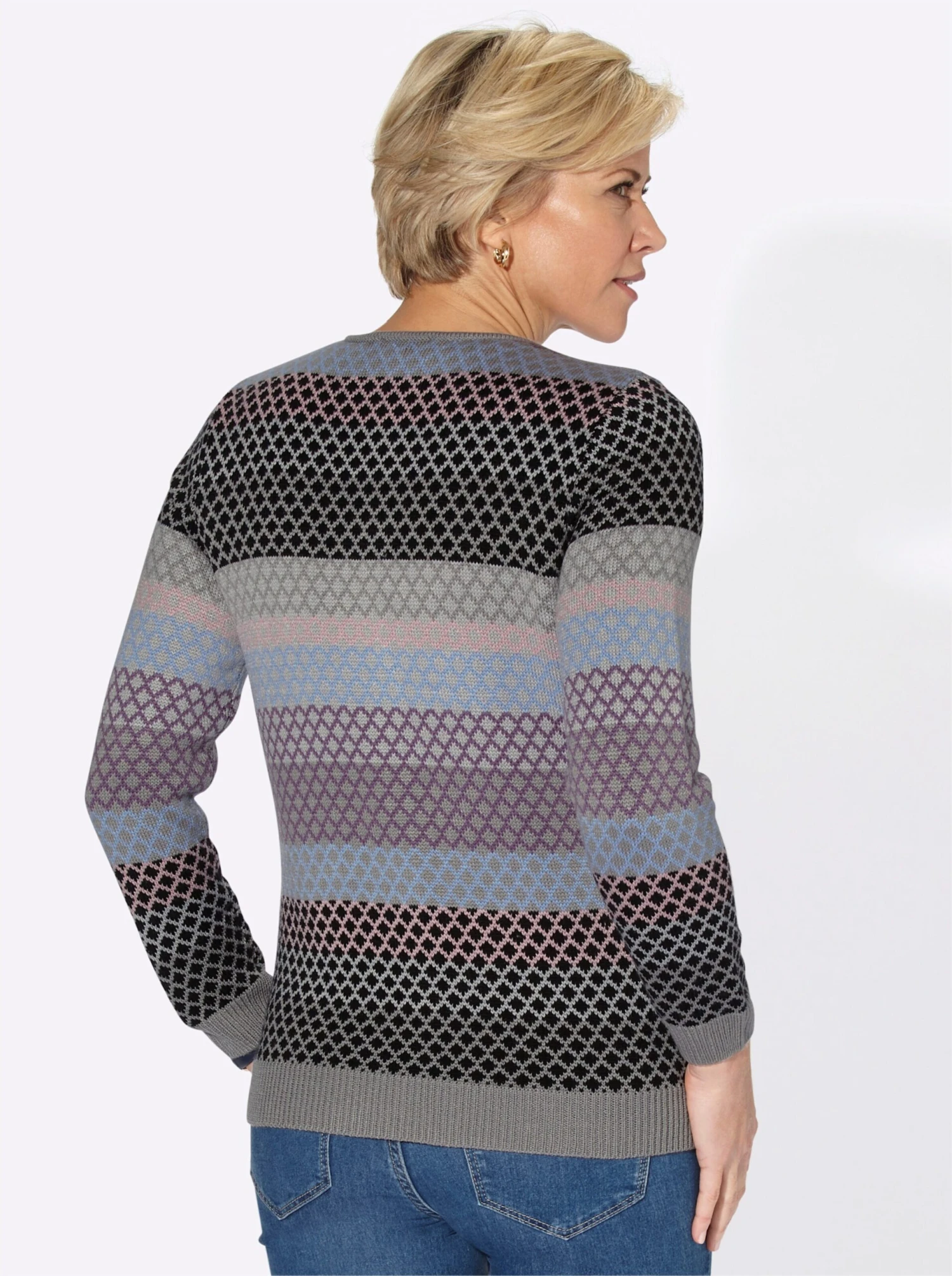 Strickjacke - Grau-gemustert – Bild 3