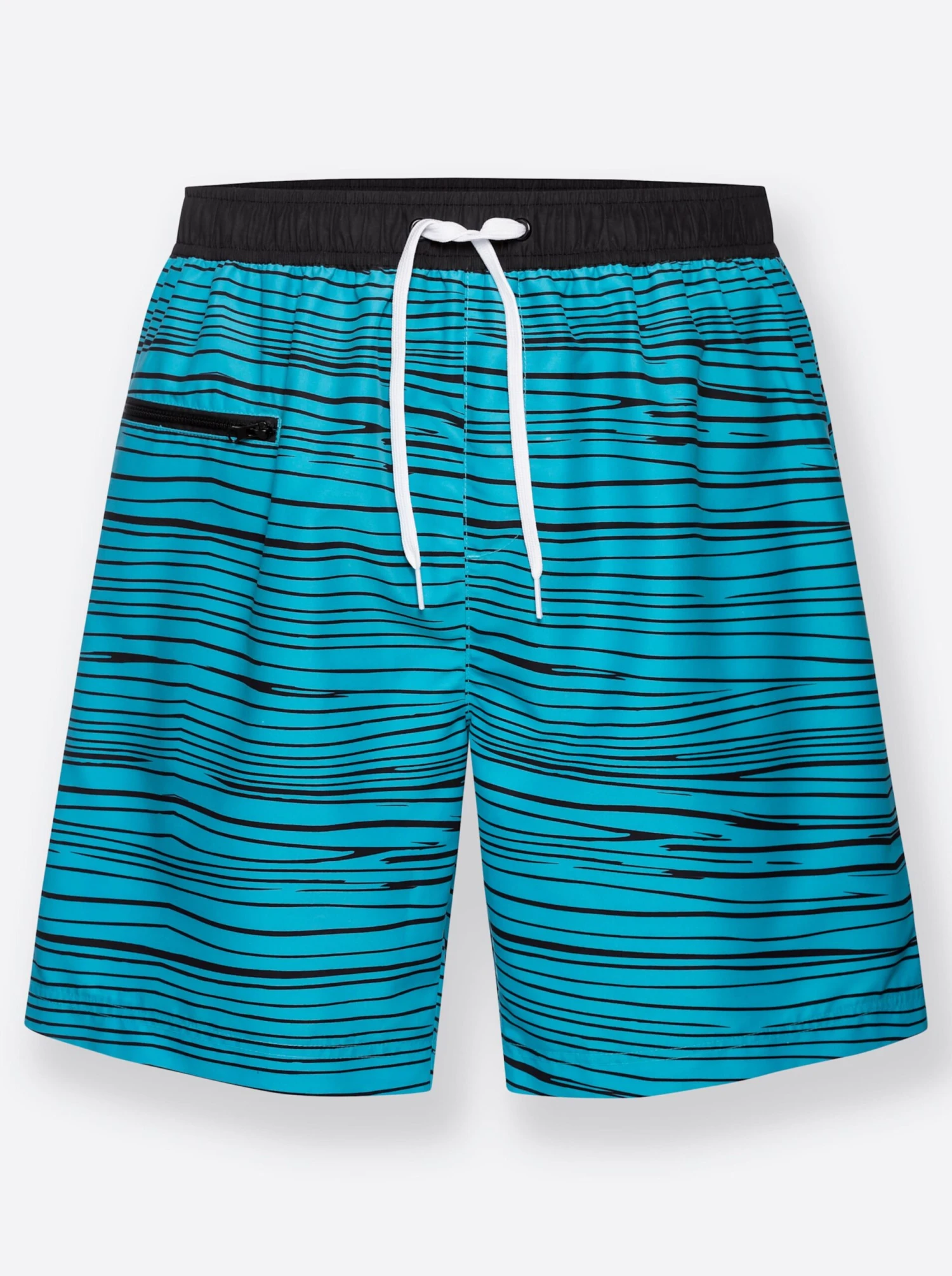 Badeshorts - Türkis-gestreift – Bild 4