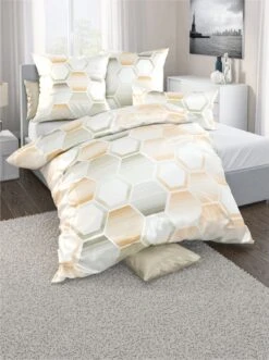 Bettwäsche - Ecru-gelb-bedruckt