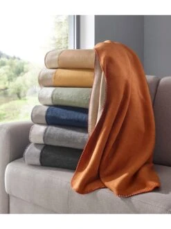 Wohndecke - Jeansblau-hellgrau