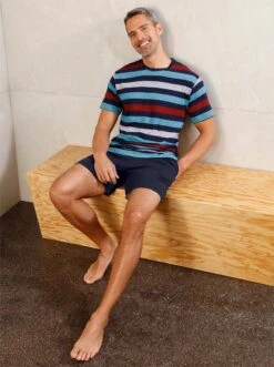 Shorty - Marine-aquamarin-gestreift