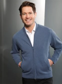 Strickjacke - Jeansblau-meliert