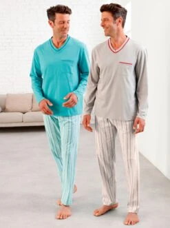 Schlafanzüge - Ozean-bedruckt + Steingrau-bedruckt