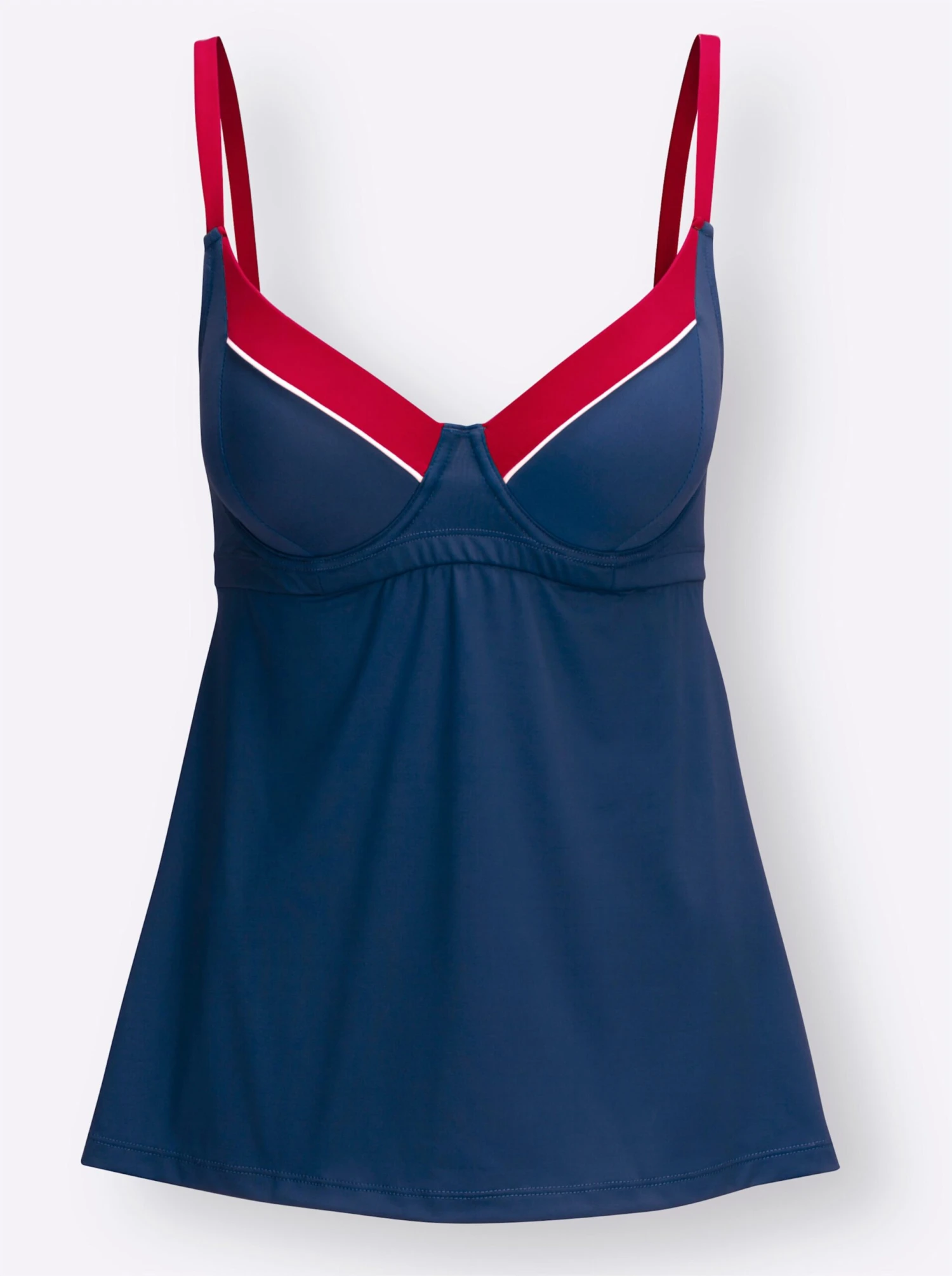 Tankini-Oberteil - Dunkelblau-rot