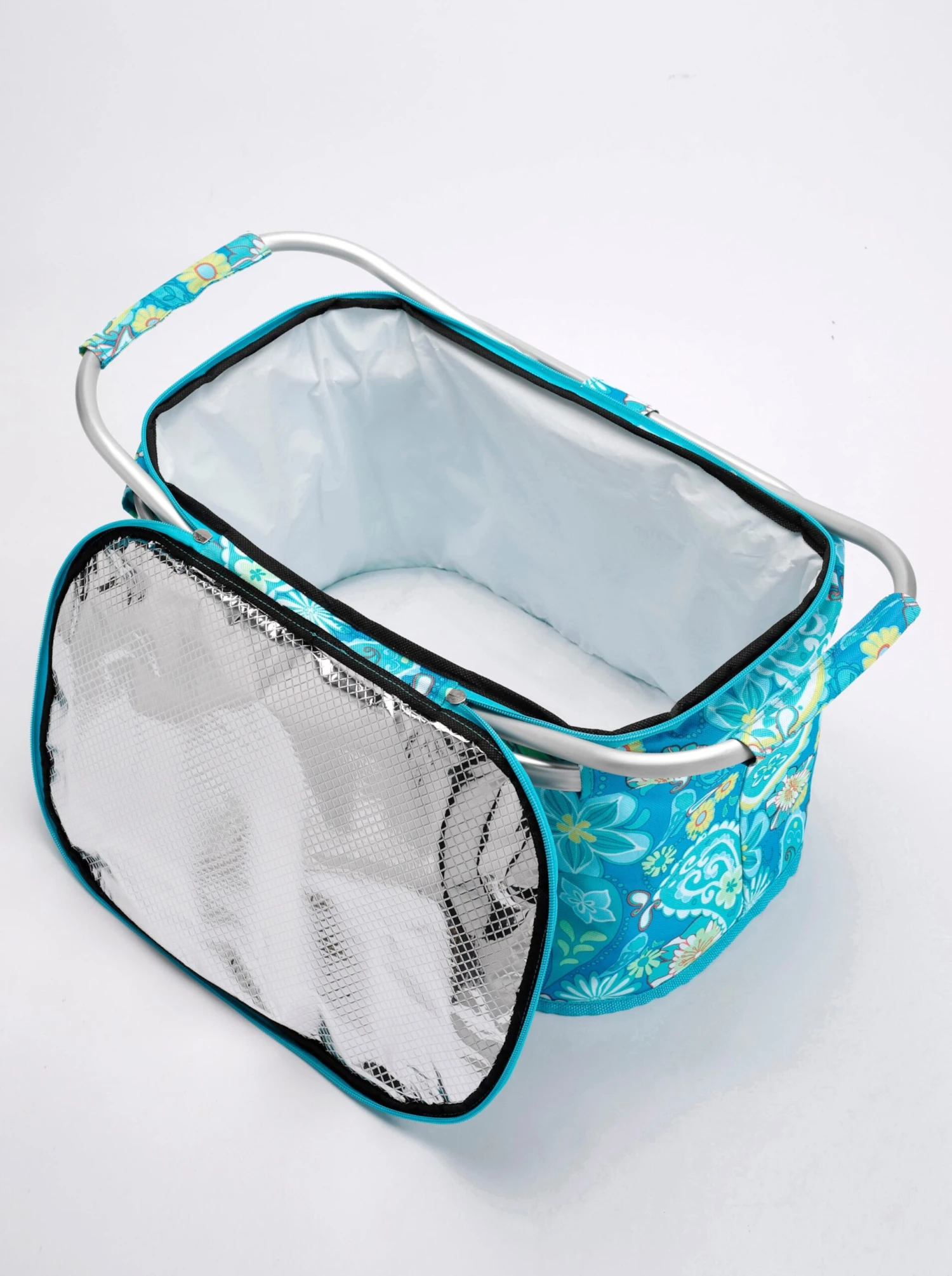 Faltkorb Mit Kühlfunktion - Türkis-gemustert