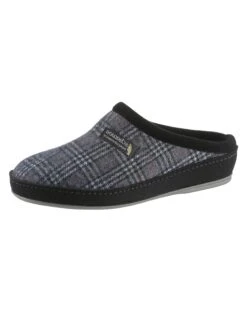 Pantoffel - Blau-grau-kariert