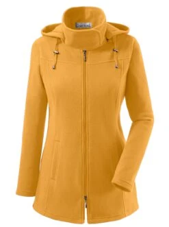 Kapuzenfleecejacke - Curry