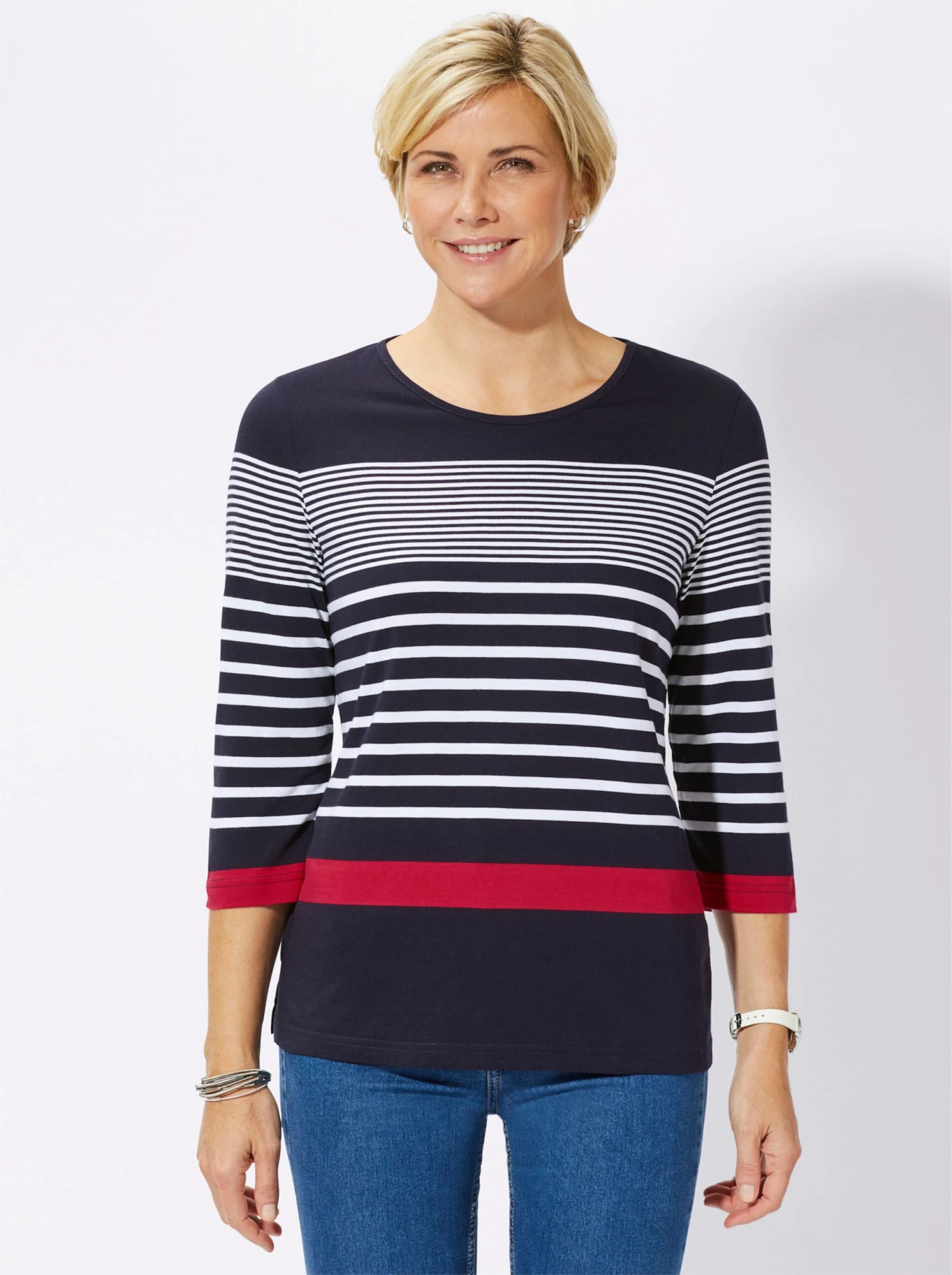 3/4-Arm-Shirt - Rot-geringelt – Bild 2