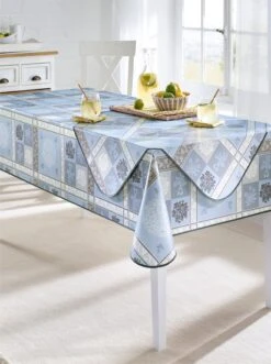 Tischdecke - Blau-gemustert