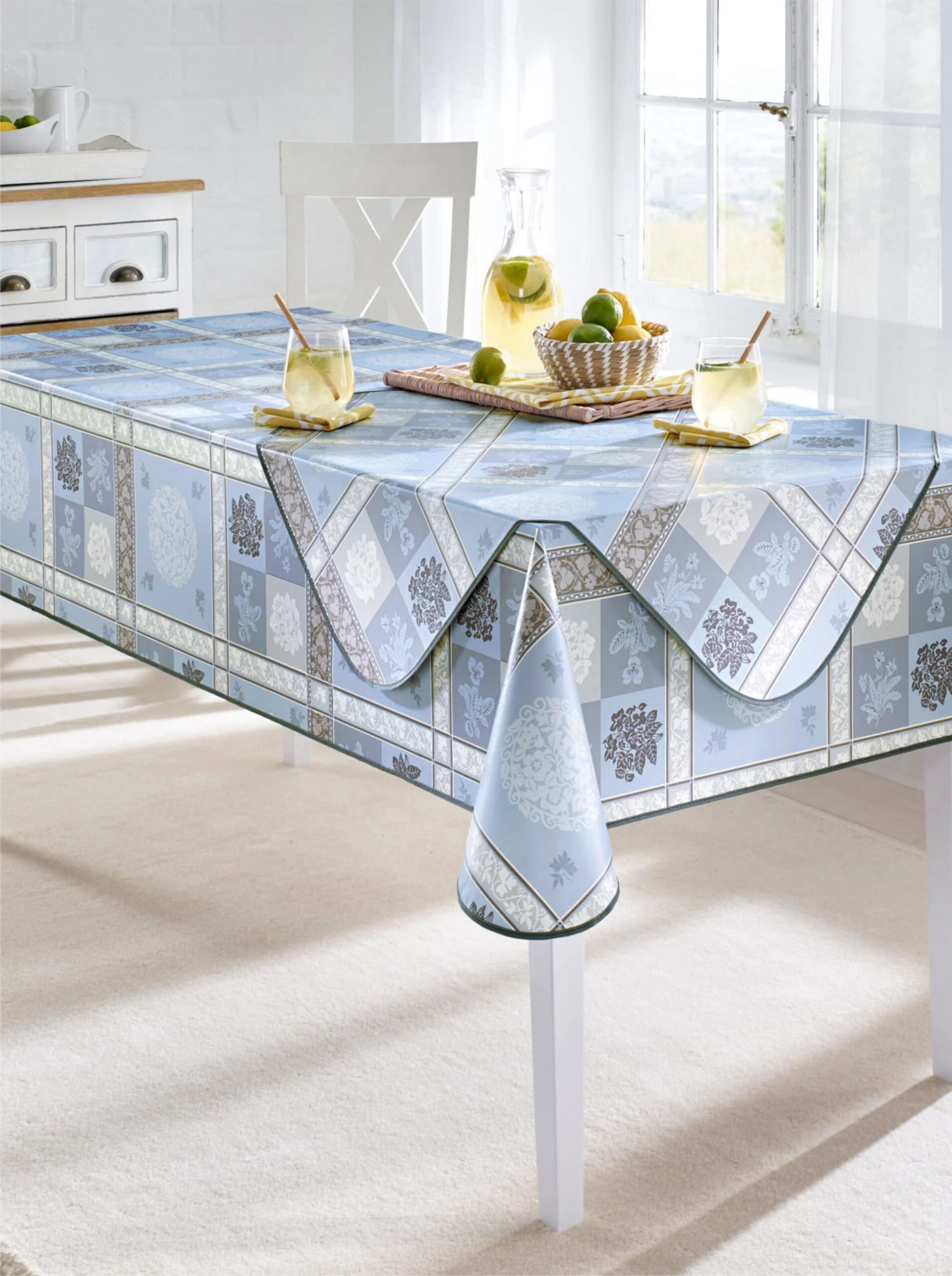 Tischdecke - Blau-gemustert