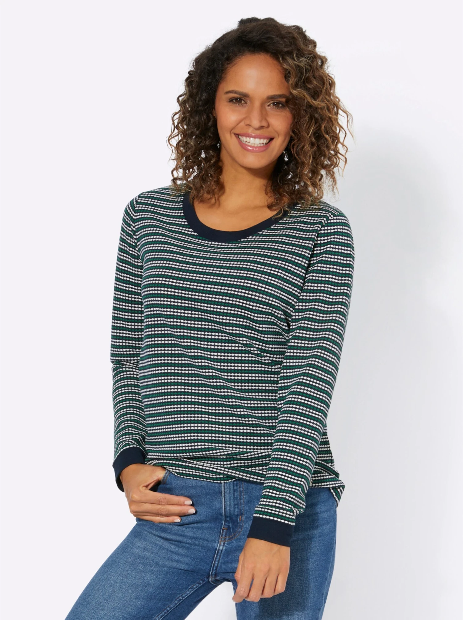 Shirt - Grün-marine-geringelt – Bild 2