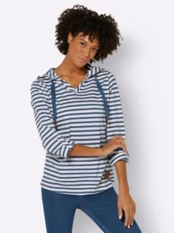 Shirt - Jeansblau-ecru-geringelt