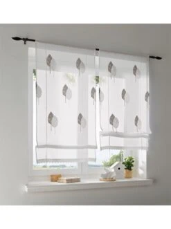 Bändchenrollo - Weiß-grau