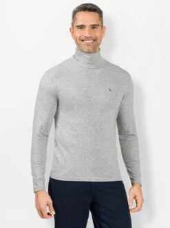 Rollkragen-Shirt - Hellgrau-meliert