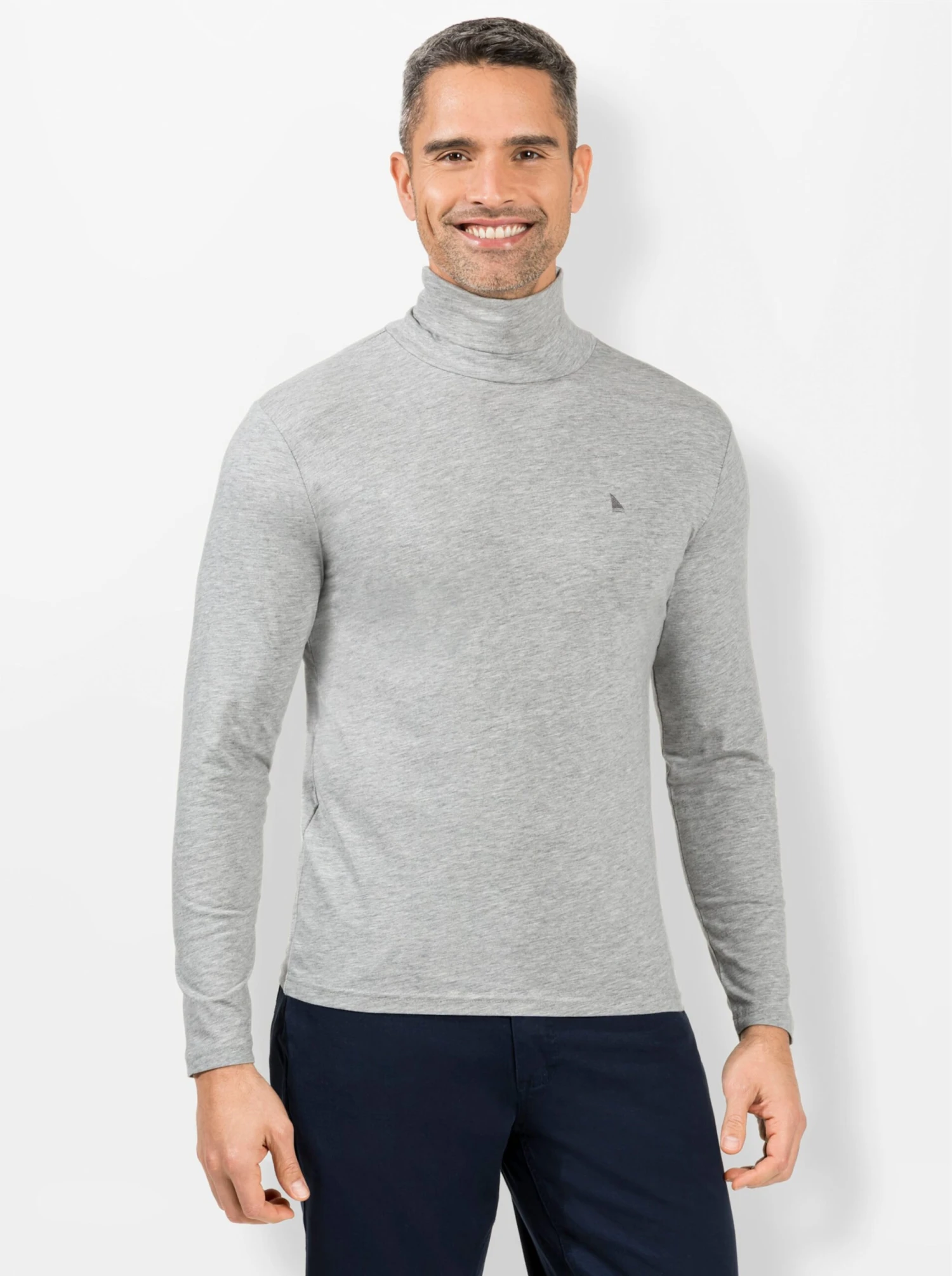 Rollkragen-Shirt - Hellgrau-meliert