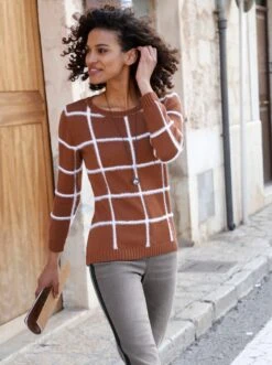 Jacquardpullover - Kupferfarben